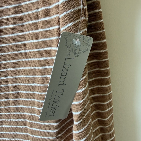 Casual Tan Camel Striped Padded Shoulder Sleeveless Tank - Picture 7 of 12